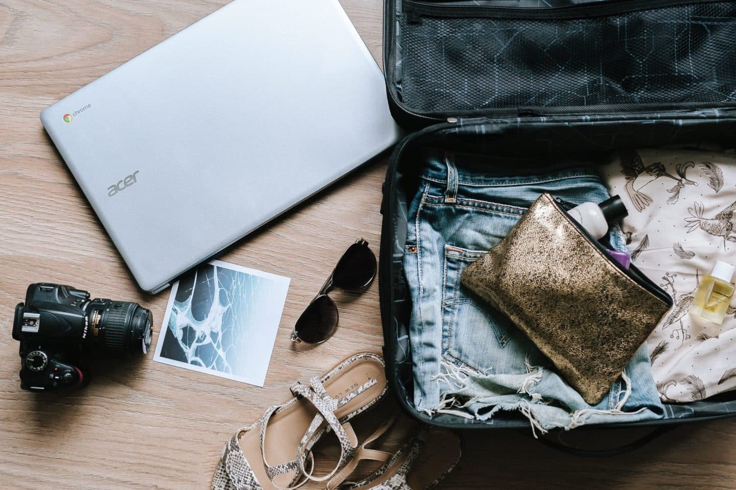 Open luggage with contents