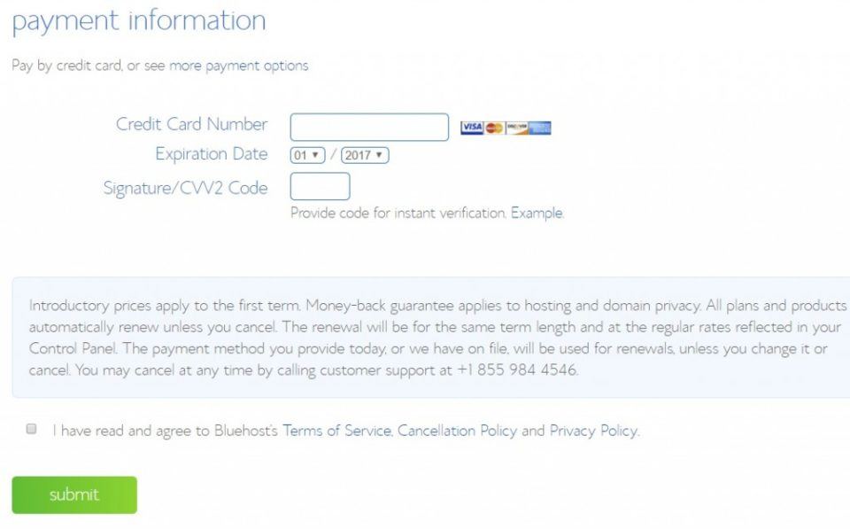 Payment for Blog Hosting
