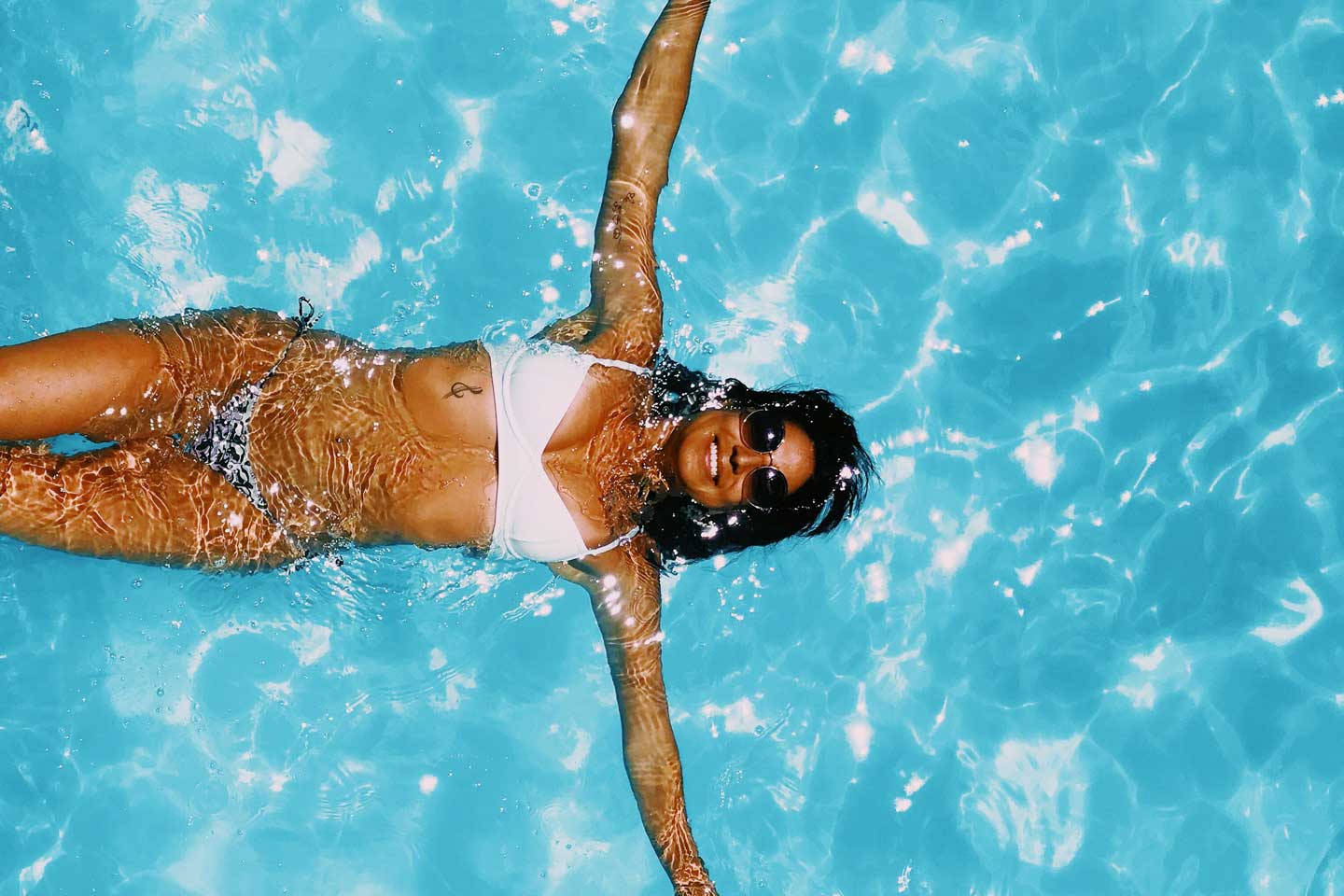 woman in a pool