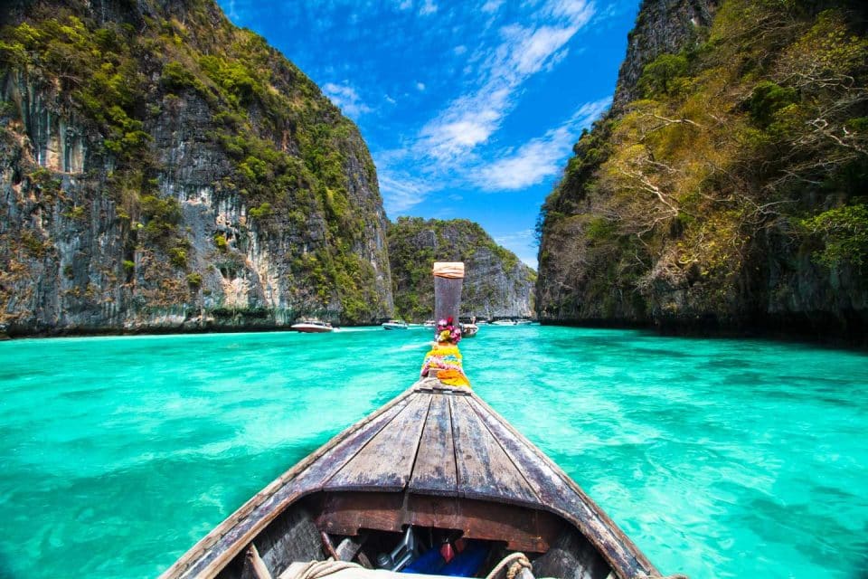 Traditional Thai fishing boat used for island hopping.