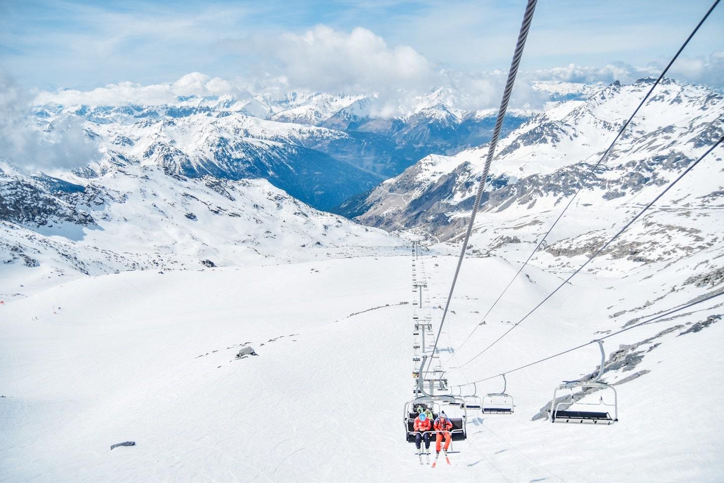 chairlift on snowy mountain